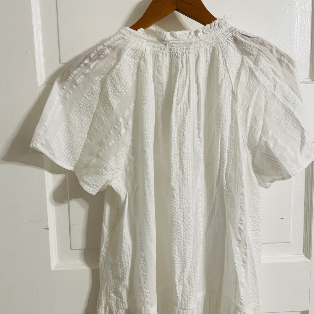 NWT J. Crew White Ruffle Trim Tiered Dress in Cotton Dobby - Picture 7 of 7